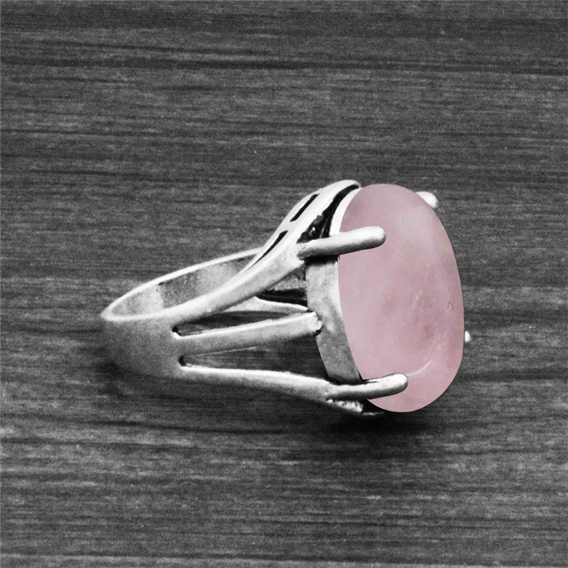 Vintage Oval Quartz Lapis Jades Amethysts Rings Antique Silver Plated Natural Stone Tiger Eye Unakite Women Ring 8 Colors crystal rings stone rings fashion rings fashion ring finger rings metal rings