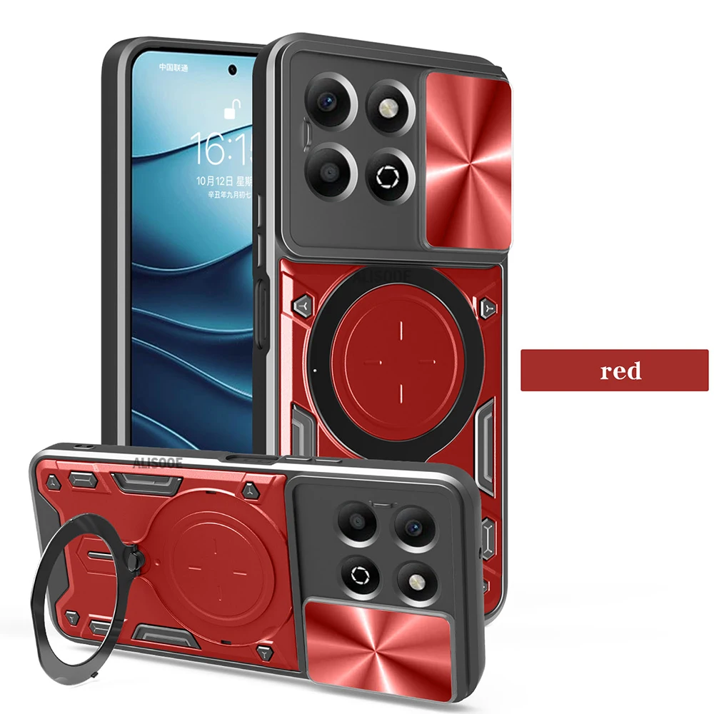 Armor  Shockproof Case with Slide Camera Lens Cover and Magnetic Ring Stand