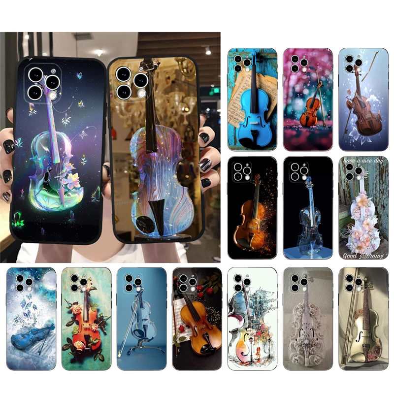 

Phone Case For iphone 15 14 13 12 11 Pro Max 12mini 14 Plus Violin Mobile Phone Case Funda