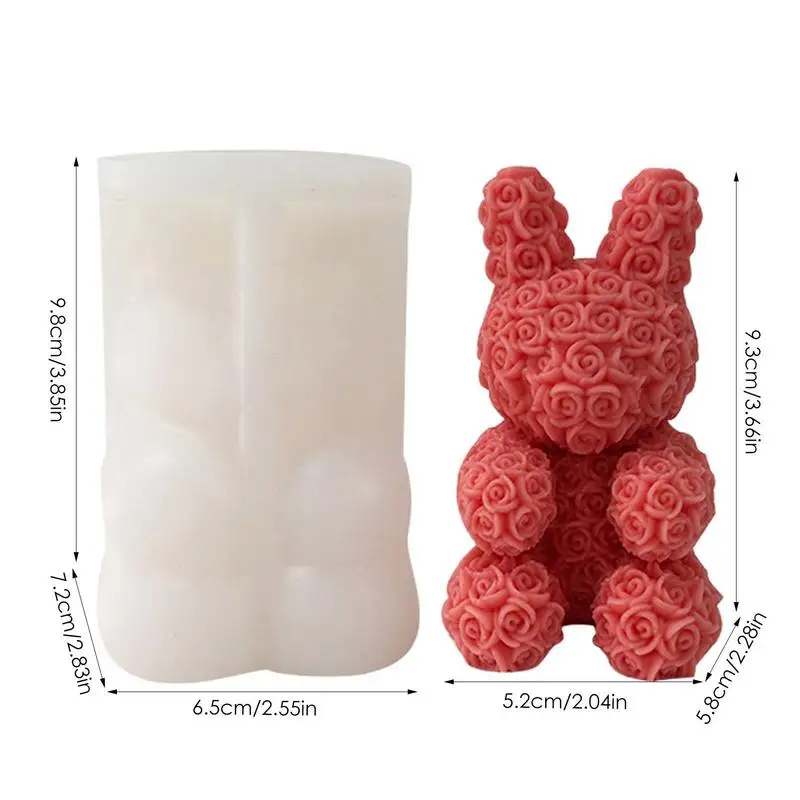 3D 곰 몰드 실리콘 귀여운 3D 곰 향 캔들 몰드, 엠보싱 꽃 곰 수지 동물 실리콘 몰드, DIY 음료 얼음