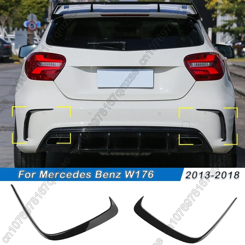 Para Mercedes Benz W176 A200 A250 A45 AMG 2013-2018 Hatchback negro brillante parachoques trasero alerón lateral Canards Kit de cuerpo divisor