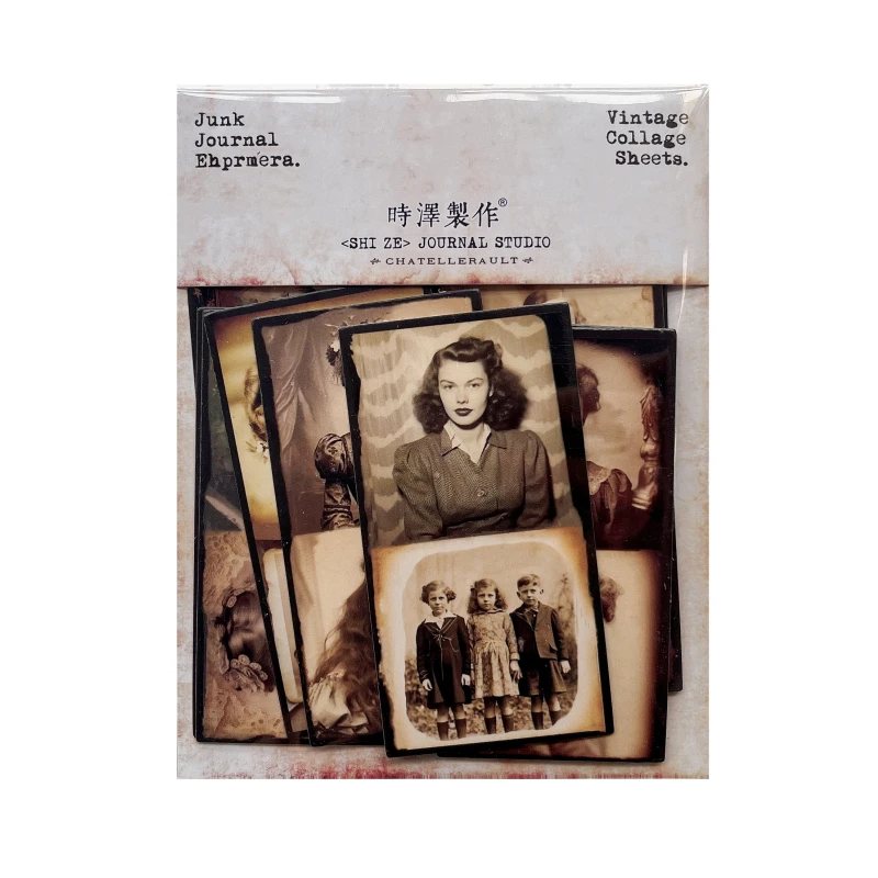 

12pcs/bag Family Retro Character Photo Scrapbook Decoration Collage Material Thick Card Without Adhesive Backing