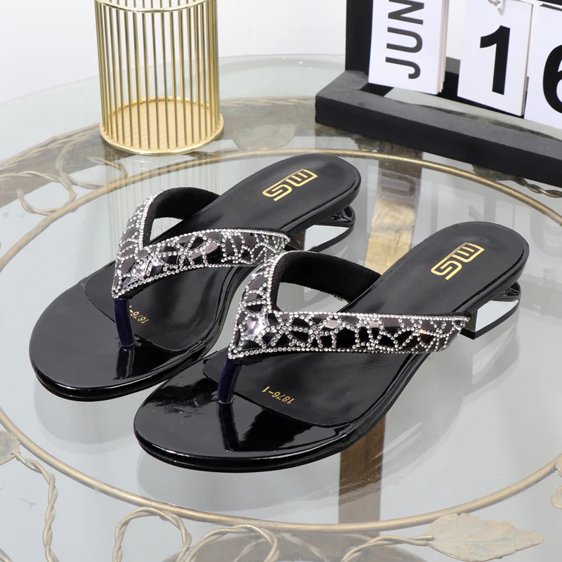 Chaussures à Talons Bas Pour Femmes - Sandales à Glissière Mode Tendance Grande Taille Talon Épais Bleu Ou Noir