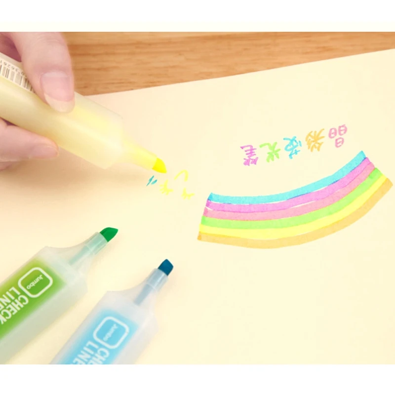 6 색 마커 액체 하이라이터, 학생용 귀여운 선물, 메모 작성, 사랑스러운 그림, 사무용품 문구