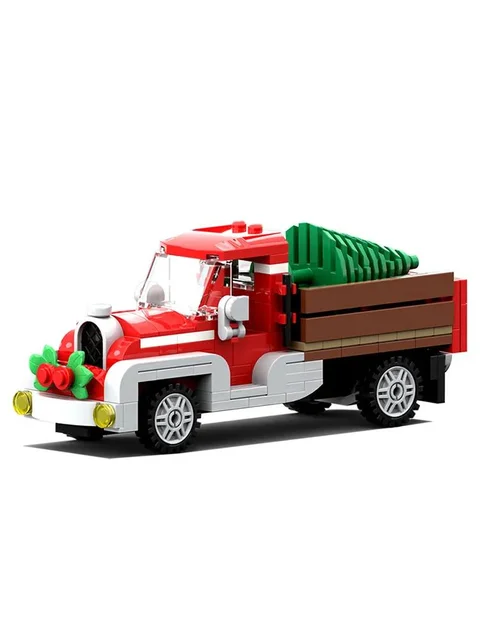 189PCS MOC Building Block Assembled Winter Village Old Truck Transporting Christmas Tree Winter Scene child Toy Christmas Gift 1