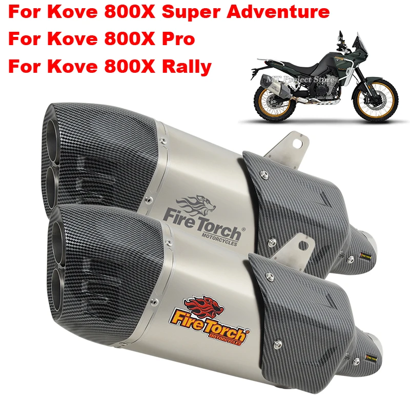 

For Kove 800X 800 X Adventure Rally Pro 2023 Motorcycle Exhaust System Double Hole Escape Moto Plug and Play Muffler Middle Pipe