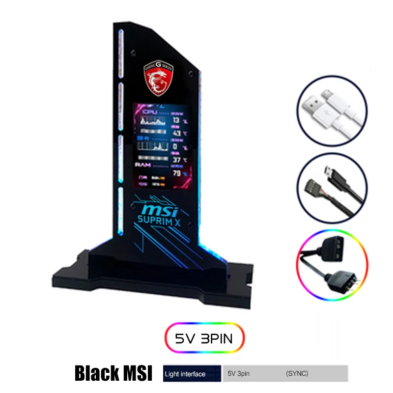 RGB Vertical GPU Bracket ROG MSI Aorus With 2.4 inch LED Display