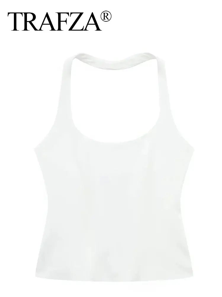 HH 2024 Women Halter Neck Top Fashion Sleeveless Short Slim Fit Sexy Tank Top Y2k Summer Casual Elegant Woman Solid Tops