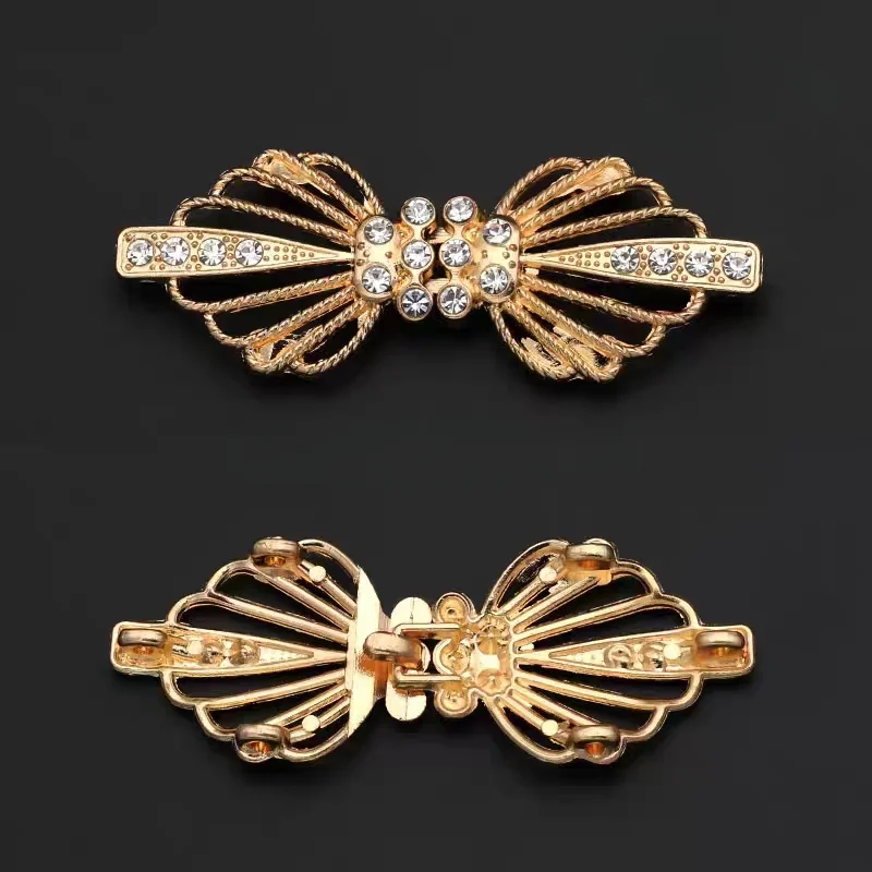 Description Picture 3 of item1 Piece Crafts Closure Clasps Metal Button Rhinestone Buckles Crystal Metal Hook Eyes Clasp Garment Coat Fastener Sewing Decor