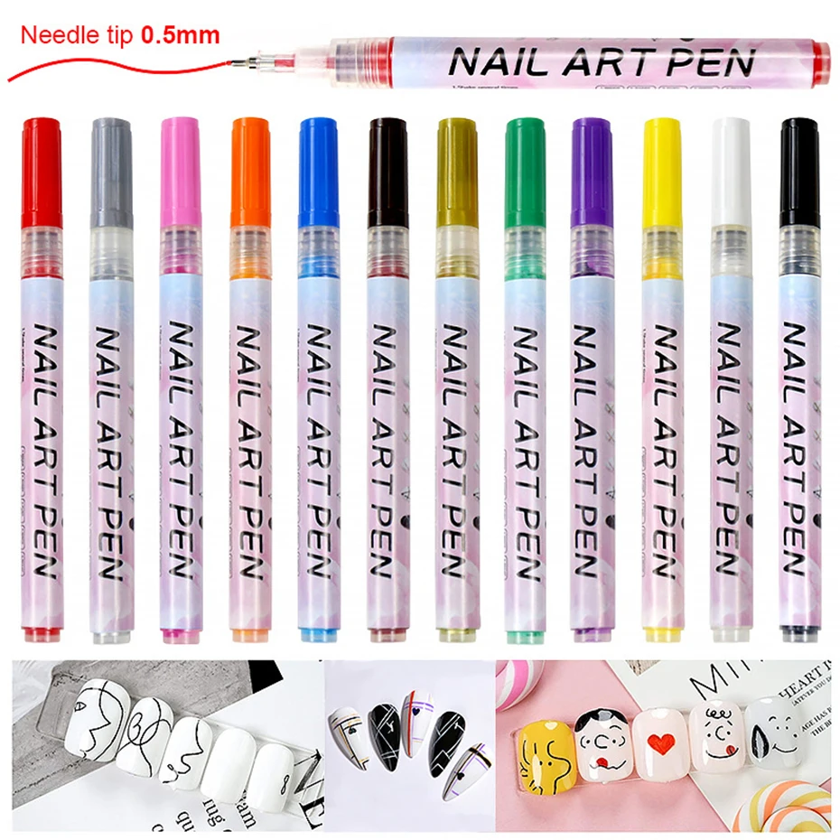 Amazon.com: Nail Pen, Nail Art Pen, Nail Painting Pen, 12 Color 3D Nail Art  Pens Set for Painting Nails DIY Nail Art Beauty Nail Art Beauty Adorn  Manicure Tools : Beauty &