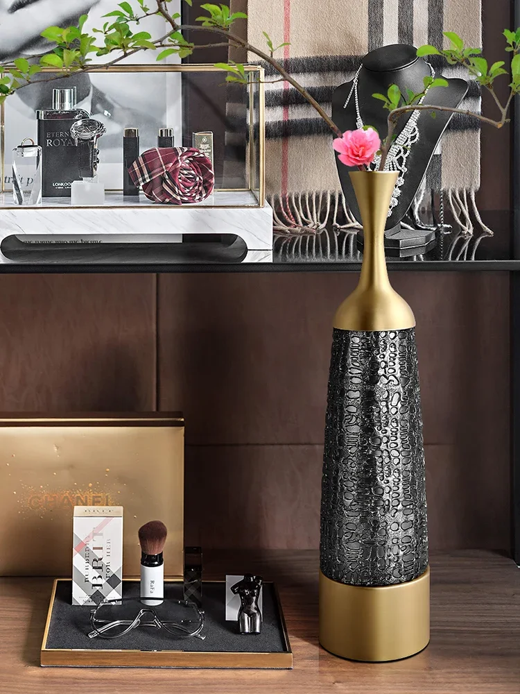 Thin Tall Vase Light Luxury Decoration Living Room Dry Flower Arrangement Simple Modern TV Cabinet Porch Home Soft Decoration 3