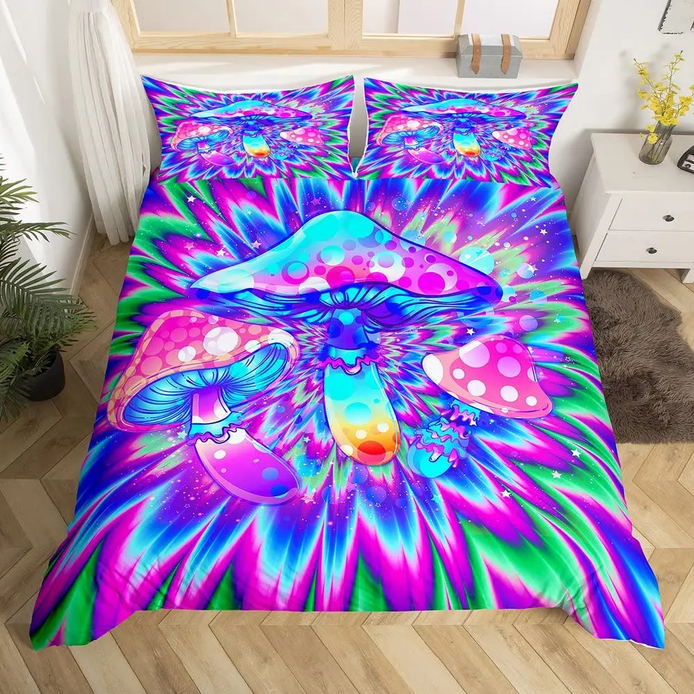 ブランケット／DMD 『Your Sky Series』 Blue Purple Bedding Mushroom Duvet Cover Set Fantasy Galaxy