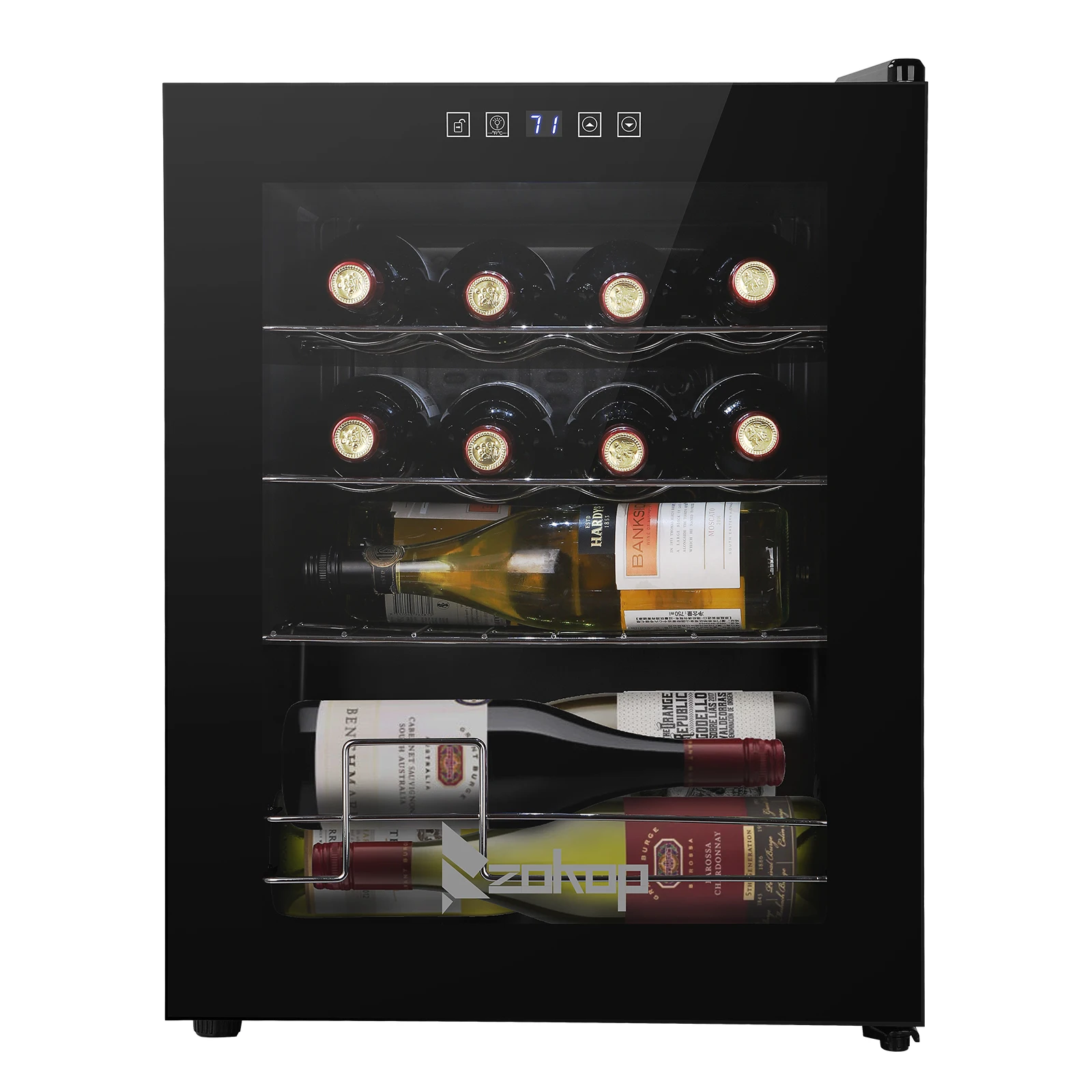 JC-48 115V 85W 1.7cu.ft/49l Electronic Wine Cabinet Cold Rolled Sheet Transparent Glass Door / 16Bottle with Display Black