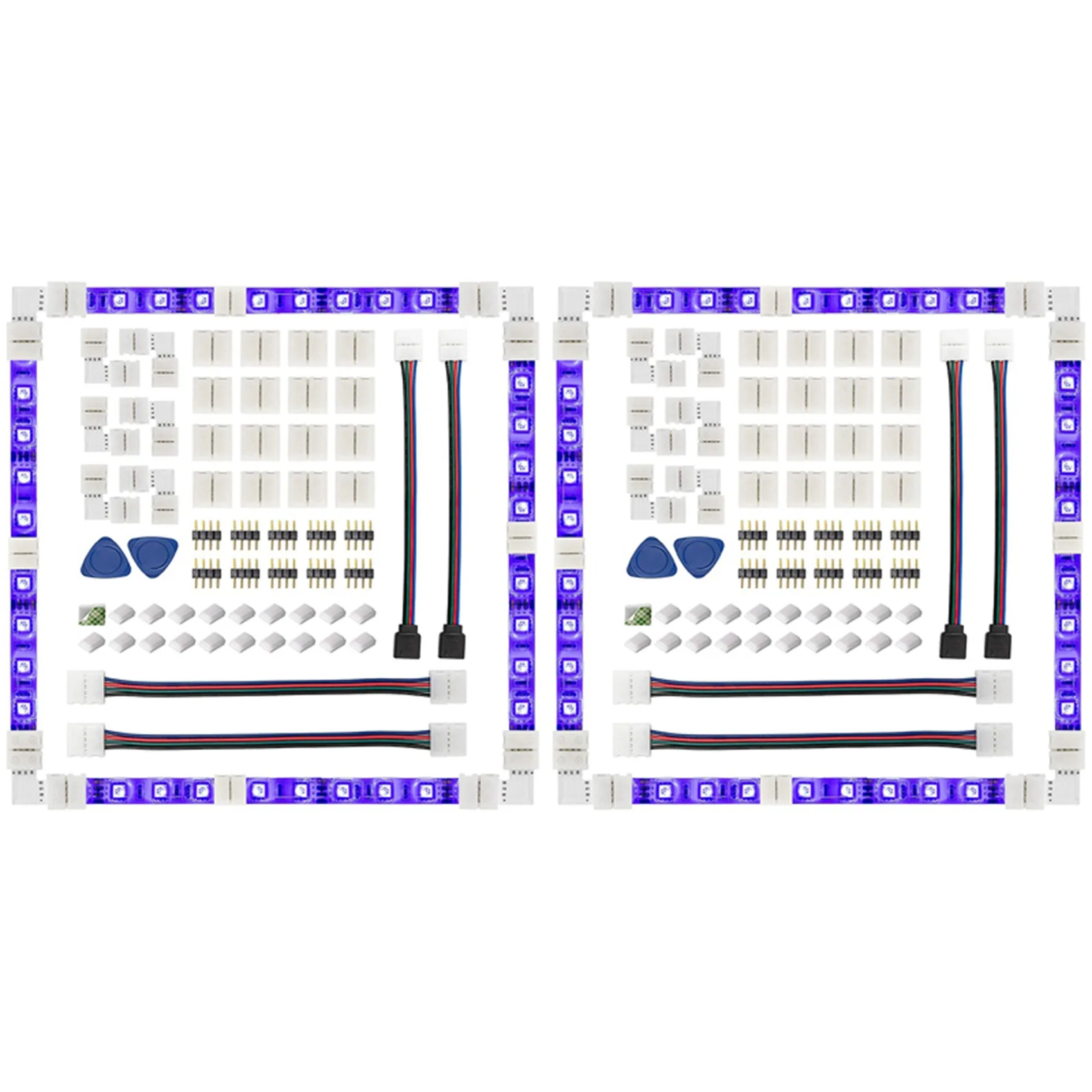 

2Set LED Strip Connector 4 Pin 10mm Solderless RGB Light Strip Connector for 5050 SMD - Gapless L Shape Connectors