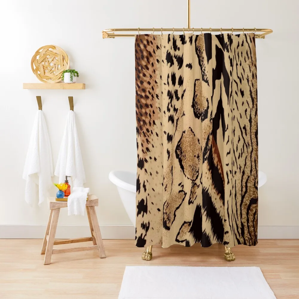 

brown black tan cheetah leopard safari animal print Shower Curtain Cover Curtain Curtain Shower