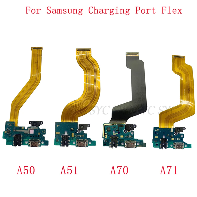 

USB Charging Port Board Flex For Samsung A50 A51 A70 A71 Charging Connector with Main Flex Cable Fingerprint Sensor Button Flex