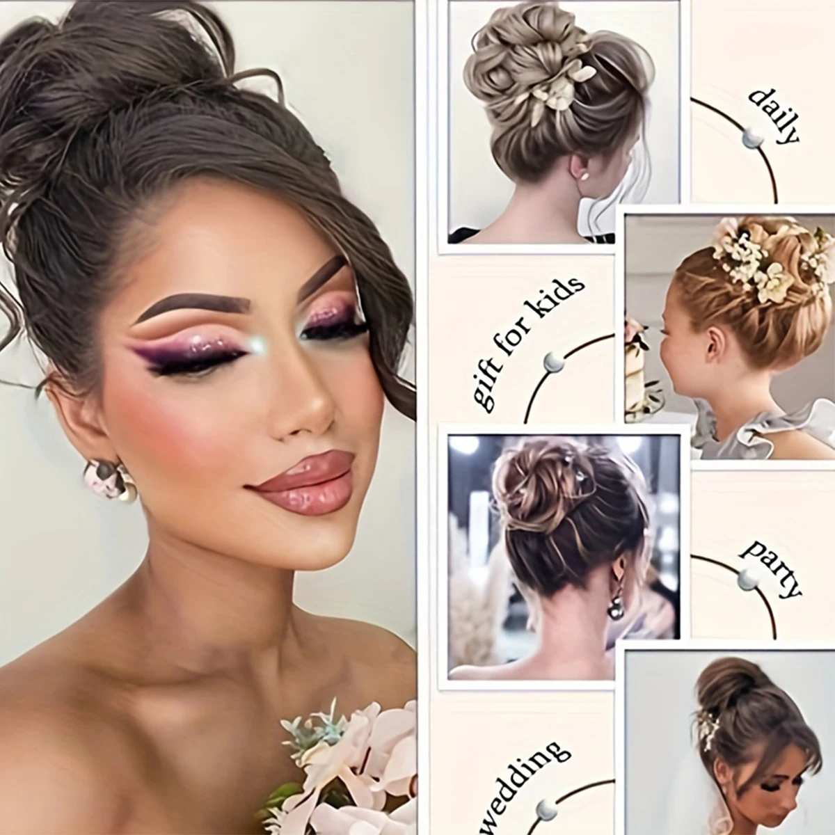 Curly Claw Clip-In Bun Hairpiece Chic Tousled Updo  Designed for Caucasian Women with This Stylish Synthetic Chignon