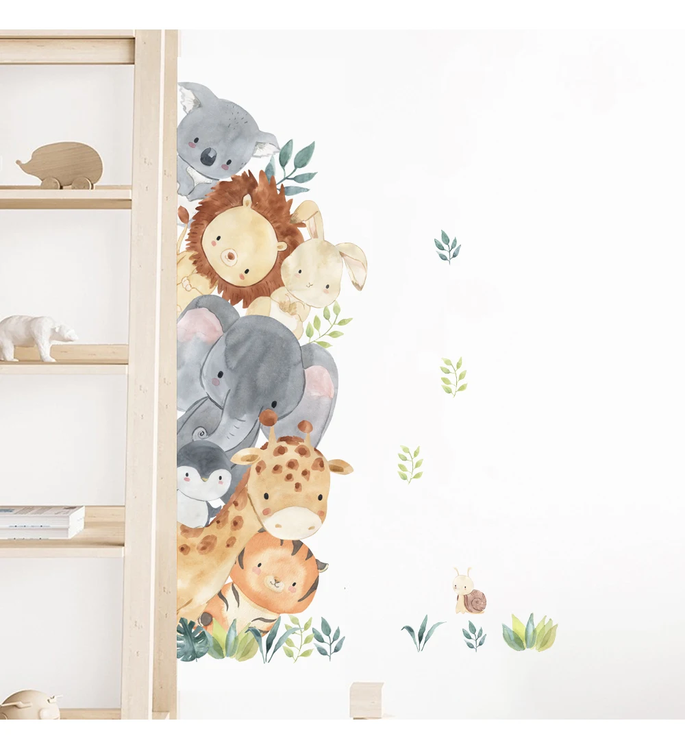 Description Picture 6 of itemCute Cartoon Peep Animals Wall Stickers for Kids Room Elephant Giraffe Tiger Waterproof Vinyl Decal  Bedroom Door Wall Sticker