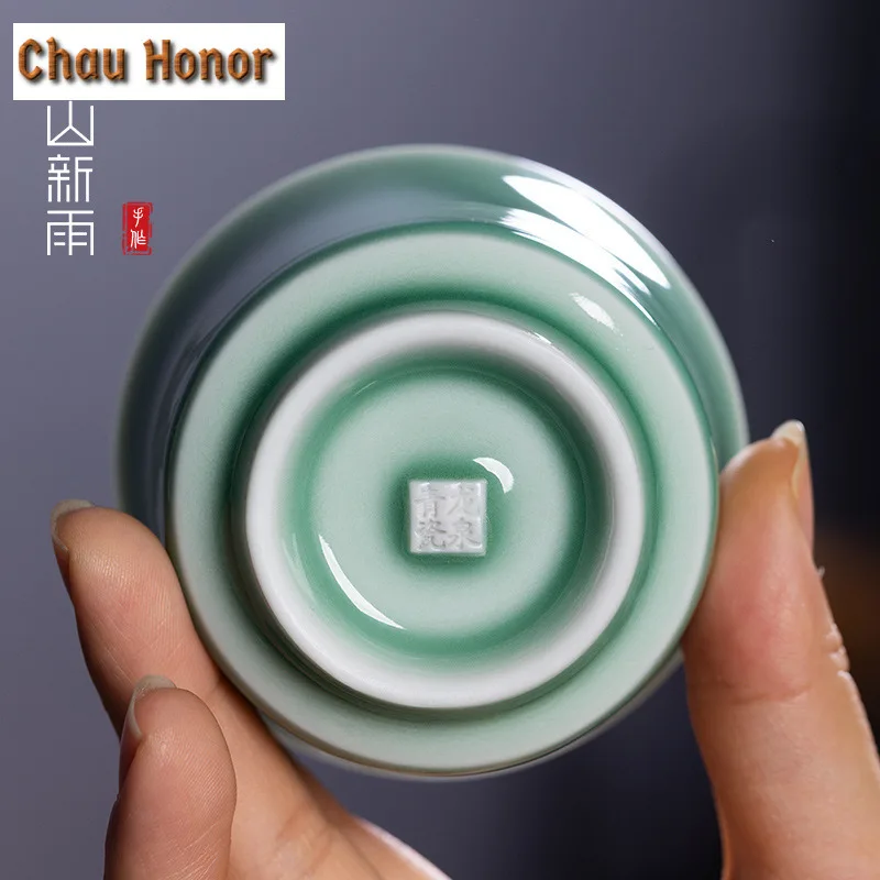 100ml Longquan Celadon Nine Peach Teacup Handmade Tea Bowl Tea Cup Set Tea-tasting Fragrance Cup Jianzhan Master Cups Drinkware
