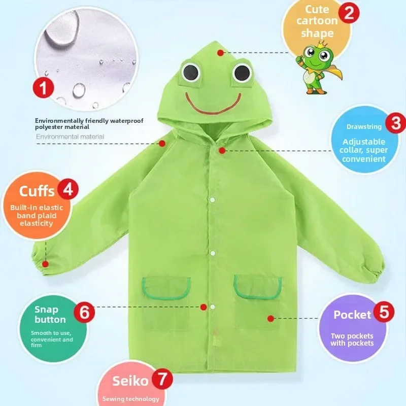 2025 Cute Cartoon Rain Cape for Kids
