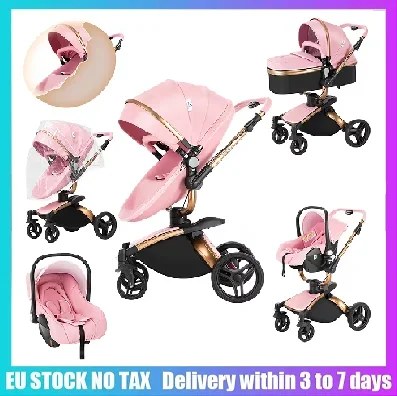 Poussette bébé 3-en-1 légère, luxe, pliable, système de voyage portable pour nouveau-né et nourrisson 1