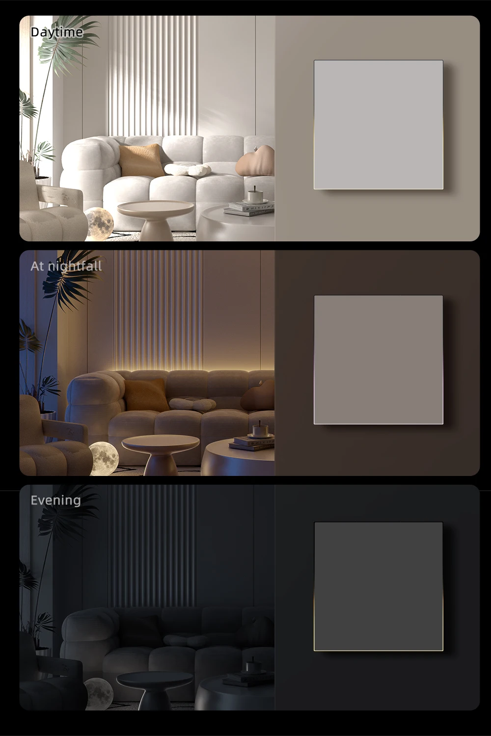 WiFi Tuya EU Smart Light Switch with Ambient Light,1/2/3/4 Gang Button Light Swi