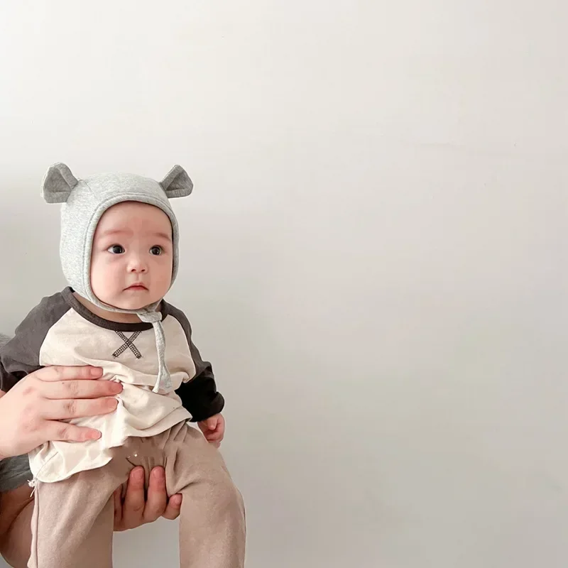 Cute Kawaii Newborn Hat Cotton Cartoon Bunny Bear Ear Beanie for Infant Baby Boys Girl Korean Baby Hat Spring Autumn Toddler Cap