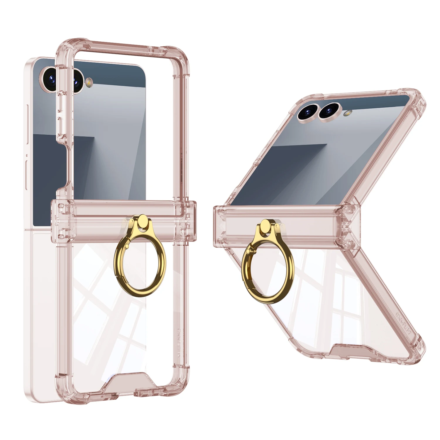 Foldable Colored Transparent Shockproof Hard Case with Ring