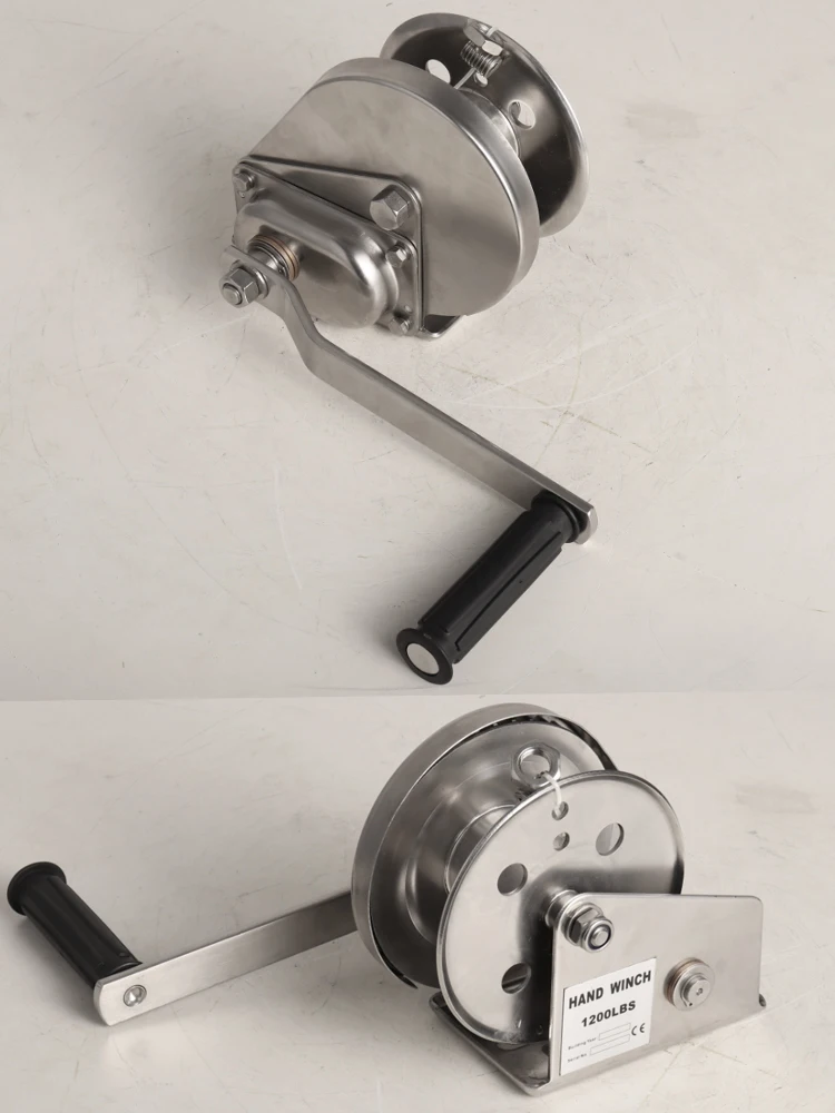 304 Stainless Material 800-2600LBS Boat Truck Self Locking Wire Rope Cable Ratcheting Manual Hand Winch, manual winch