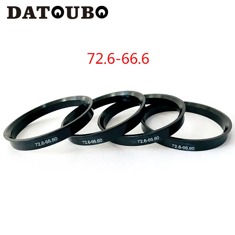 DATOUBO 4 pcs black plastic material car wheel hub centric rings, size 72.6-66.6 centric ring. 72.6 mm to 66.6mm hub rings