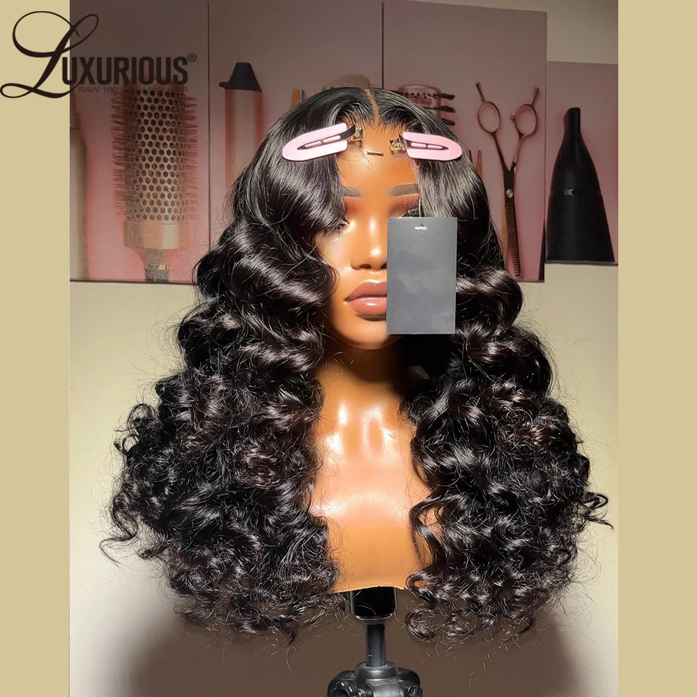 Loose Deep Wave Lace Frontal Human Hair 13x4 13x6Lace Front Wig Human Hair Natural Black Color Body Wave Wig Preplucked