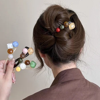 Summer Barrettes For Women Vintage Colorful Ball Shape Hairpin Daily Shopping Travel Hair Accessories Large Shark Hair Clip 1pc