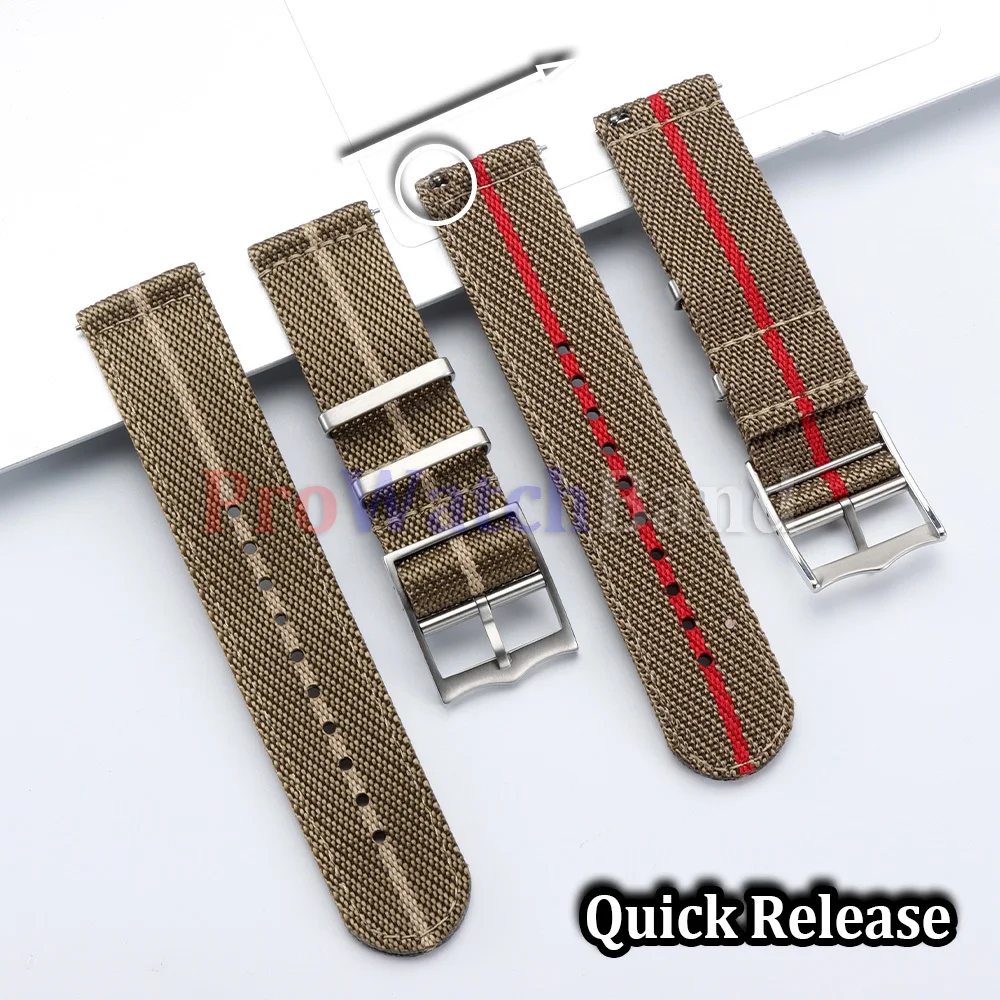 Versatile Quick Release Nylon Sailcloth Watch Strap - Canvas Fabric Bracelet (20mm, 22mm)