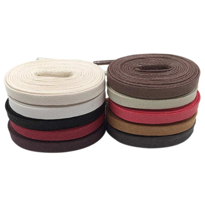 Weiou Heavy Duty Waxed Cotton Flat Shoelaces With Gold Metal Aglets Bright Color Cotton Shoe Laces String For Dress Shoes Boots
