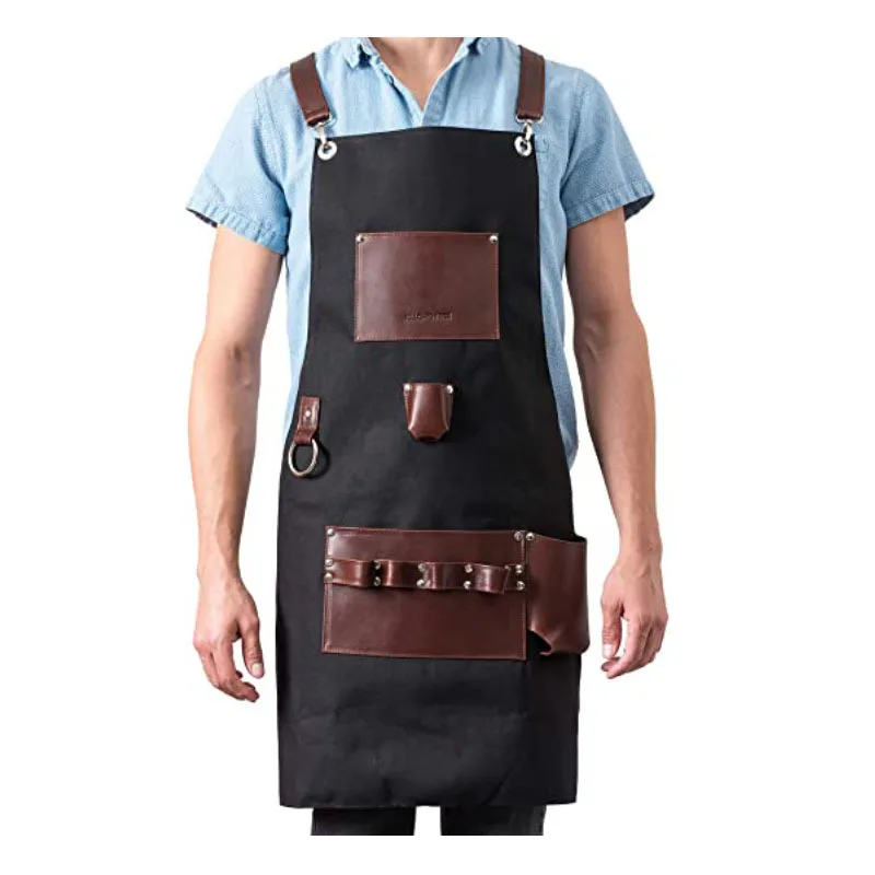 Free Shipping European and American  Kitchen Clean Electrician Gardening Carpenter Thick Canvas Leather Pocket Apron Man Woman