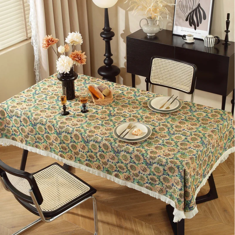 

Bohemian Style Cotton Linen Tablecloth High Weight Threedimensional Vintage Jacquard Tablecloth Fashion Table Wedding Decoration