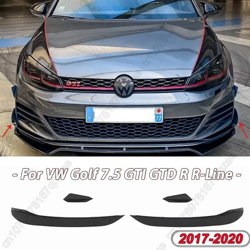 

Для Volkswagen Golf 7,5 GTI GTD R-Line 2017-2020 RevoZport Style передний бампер, боковой спойлер на вентиляционное отверстие, Aero Kit Canards Gloss Black