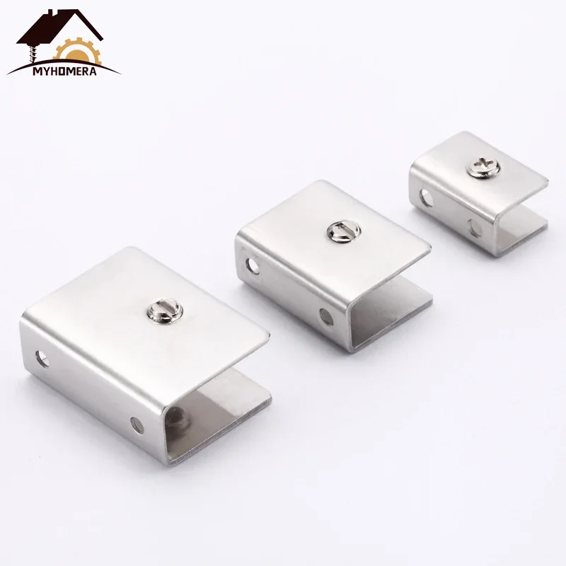 4 Pieces Adjustable 5-13mm Stainless Steel Glass Clamps Square Shelves Support Corner Bracket Glass Clips Wall Mounted