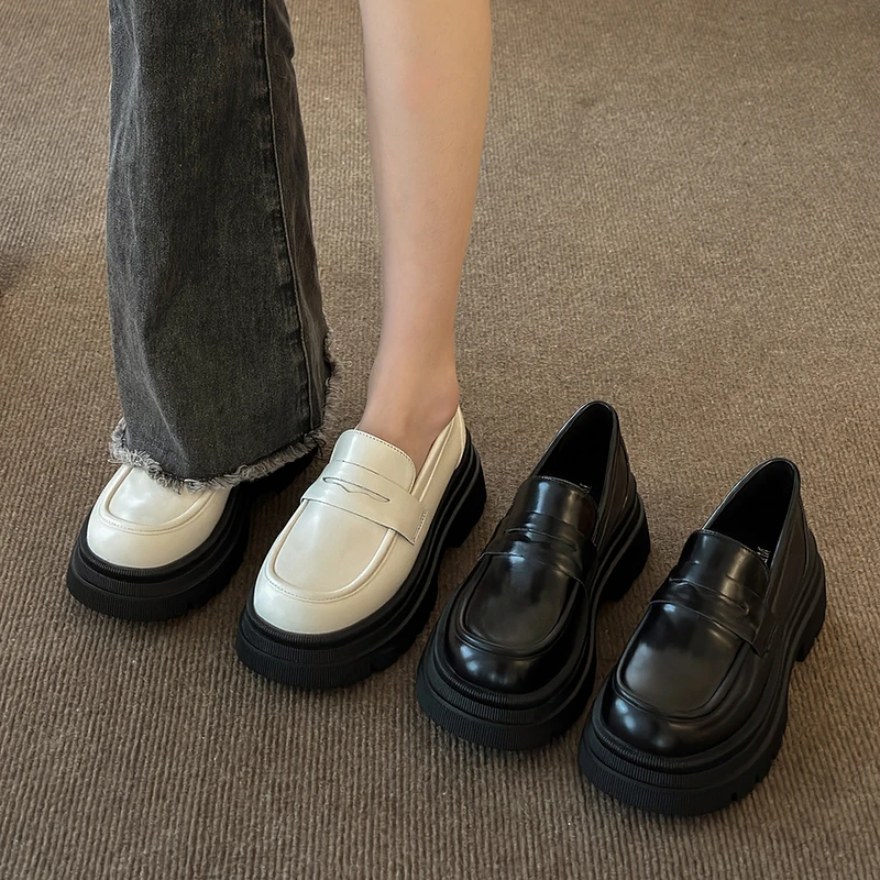 

Туфли-оксфорды женские на платформе, без застежки, с закрытым носком, повседневные кроссовки, лоферы, британский стиль, плоская подошва, без застежки, на осень