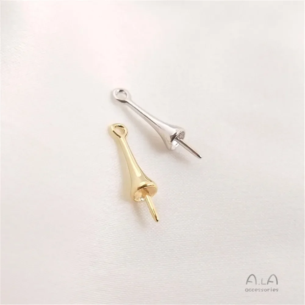 걸이식 하프 홀이 있는 구리 도금 금, 옥 크리스탈 진주 거치대, DIY 수제 헤드피스 귀걸이, 걸이식 펜던트 거치대, C068