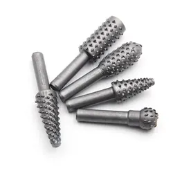 5-Piece Silver Wolf Tooth Rotary File Set for Woodworking and DIY Grinding (5pc Silver set)