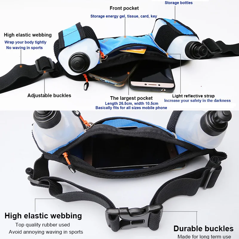 Hydration running waist bag water bottle holders waterproof men women sports belt pouch