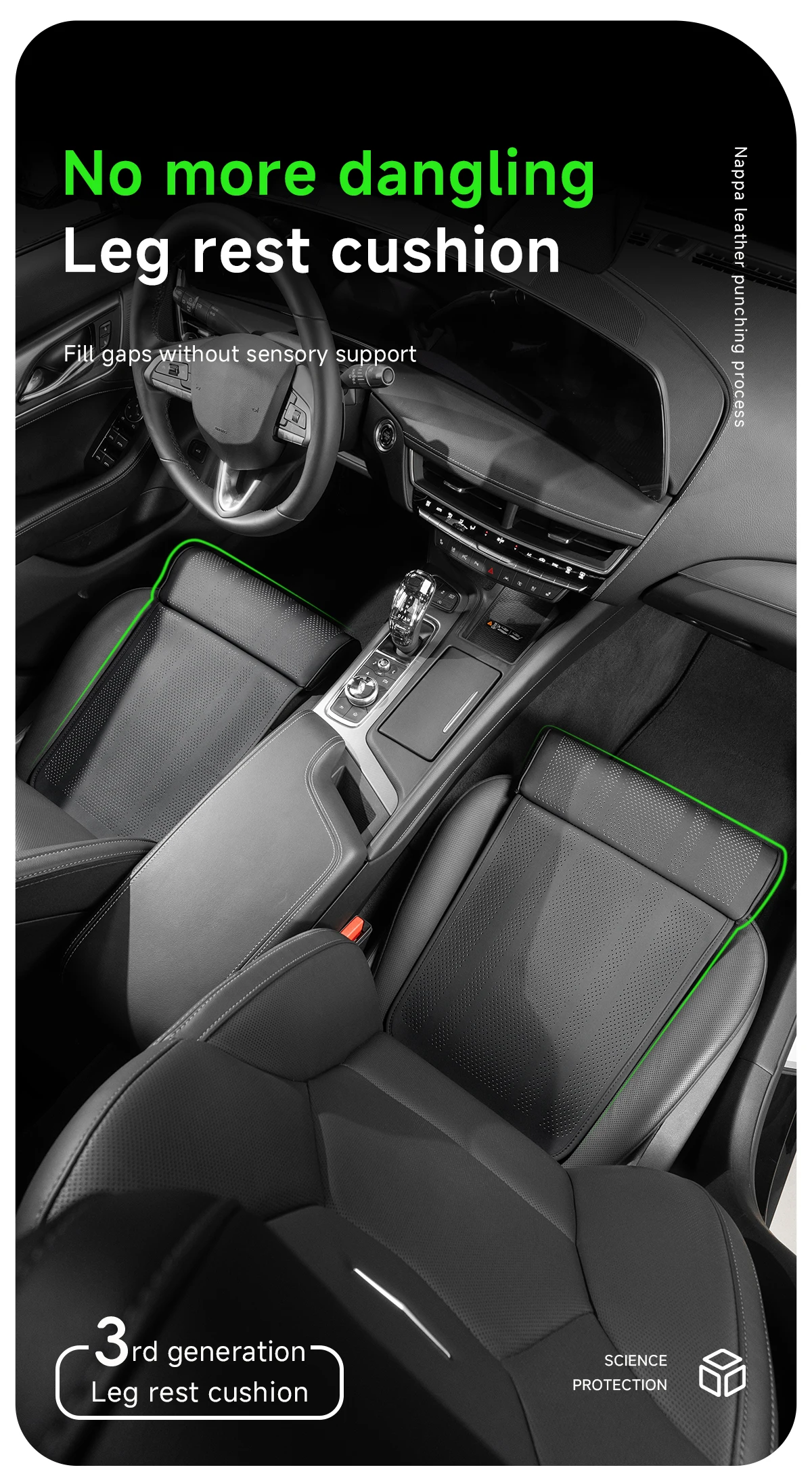 Für Haval H6 4. Generation 2025 2026 2027 GT PHEV DHT Auto-Sitzbein-Stütze Verlängerungsmatte Kissen Fahrer-Beinauflage Atmungsaktiver Bezug – Detail 1