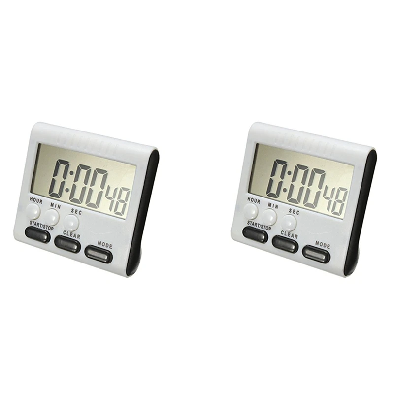 

2X Digital Egg Timer / Kitchen Timer With Loud Alarm, Up And Down Function, Magnetic Stand, Black