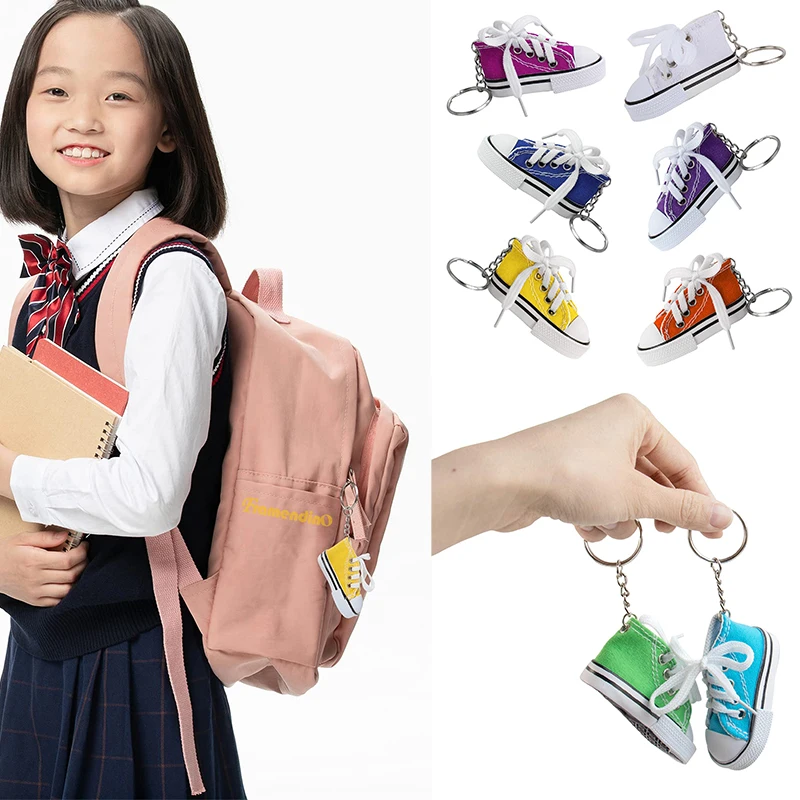 12Pcs 3D Cute Mini Canvas Keychain Tennis Shoes Keychain Sports Shoe Keyrings