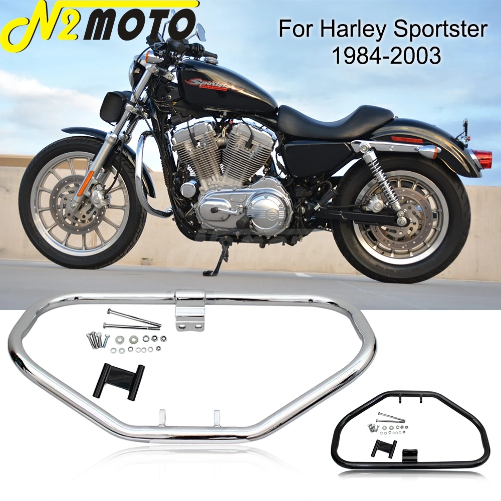 

1-1/4" Black Motorcycle Engine Guard Crash Bar For Harley Sportster XLH XL 883 1200 Forty-Eight Seventy-Two Custom 1984-2003