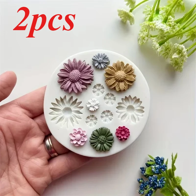 2pcs Flower Silicone Mold Bouquet Casting Mold DIY Decoration Chocolate Sugar Resin Candle 3D Mould Crafts Tools silicone mold
