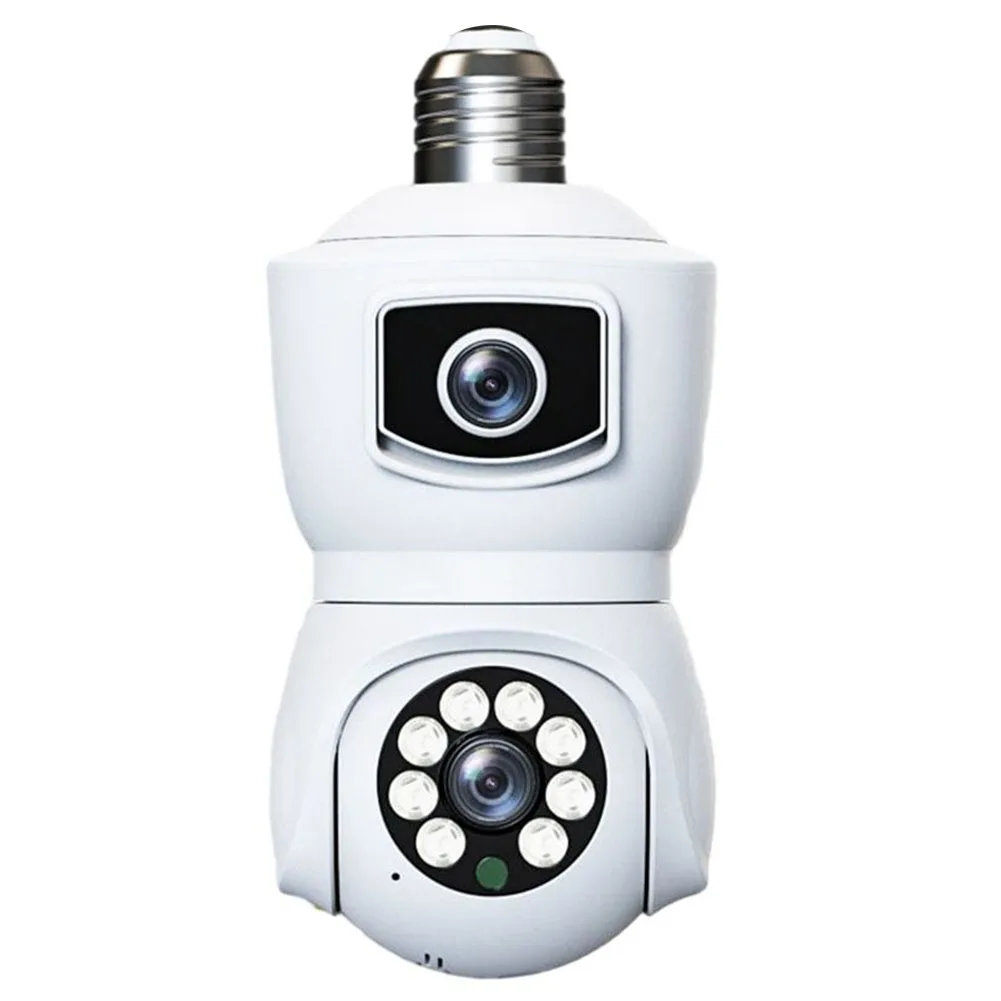 4MP V380 APP Dual Lens E27 Lamp Head Socket Full Color Wireless PTZ IP Dome Camera Intercom Security Baby Monitor Auto Tracking