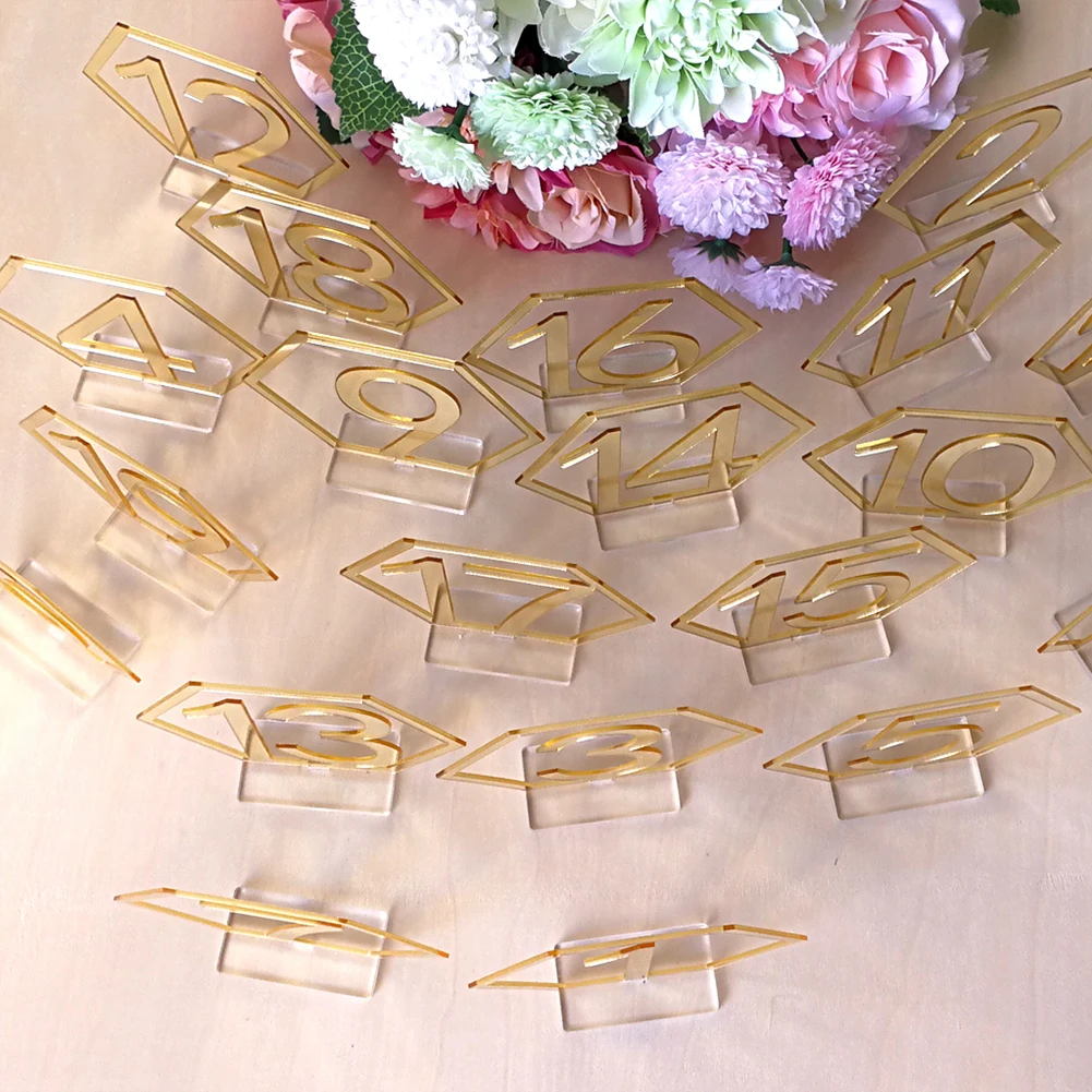 Party Decoration Acrylic Wall Decor Hexagon Table Number Signs for Wedding