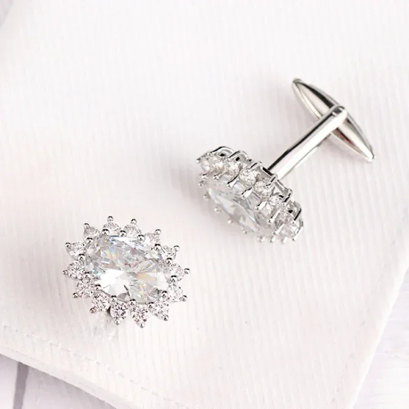 Men's Luxury Rhinestone Crystal Cufflinks French Shirt Cuff Links Men Business Banquet Cocktail Party Wedding Anniversary Gifts mens cufflinks